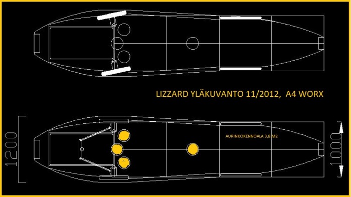 Lizzard ylhäältä kuvattuna ( alustava luonnos )